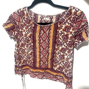 Trendy Bohemian Print Crop Top
